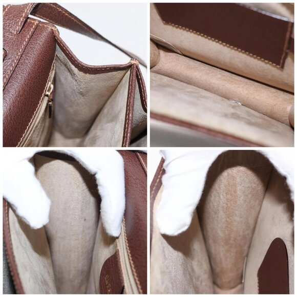 GUCCI Shoulder Bag Leather Gold Brown Auth 155188 - Picture 15 of 16